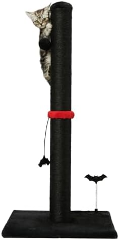 MECOOL Cat Scratching Post Premium Sisal Scratch Posts with Hanging Ball Vertical Scratcher for Indoor Cats and Kittens,Black by MECOOL