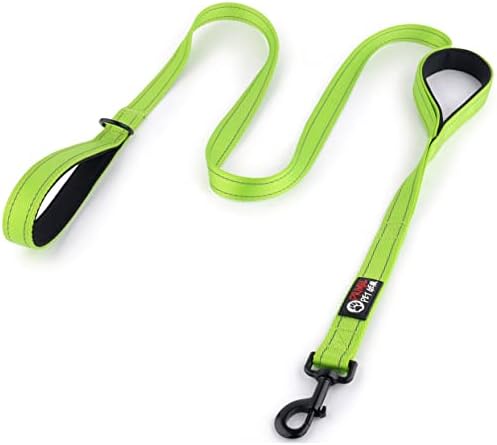 Primal Pet Gear Dog Leash 6ft Long,Traffic Padded Two Handle,Heavy Duty,Reflective Double Handles Lead for Control Safety Training,Leashes for Large Dogs or Medium Dogs,Dual Handles Leads(Green) by PrimalPetGear