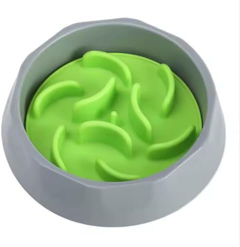 2 in 1 Slow Feed Dog Bowl with Anti-Choking Design, 7.5 Inch Pet Food Dish, Pink, Blue, Green (Green)