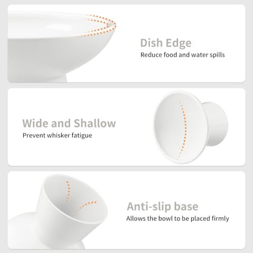 LoeJan Ceramic Raised Cat Bowls, 2 Pack Elevated Cat Food & Water Bowls Set - Image 3