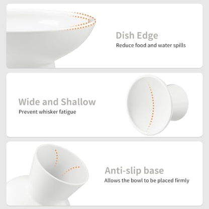 LoeJan Ceramic Raised Cat Bowls, 2 Pack Elevated Cat Food & Water Bowls Set - Image 3