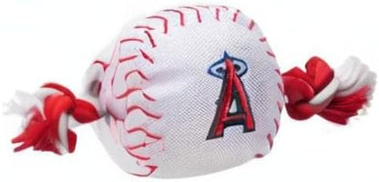 MLB LOS ANGELES ANGELS Baseball Rope Toy for DOGS & CATS. Tough nylon, Sporty Baseball Design, Heavy-duty ropes with Inner SQUEAKER