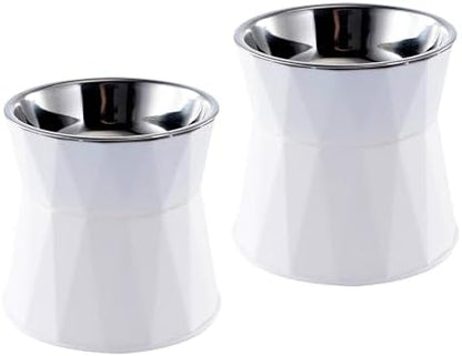 Elevated Cat Bowls for Food and Water 2Pcs, Raised Cat Food Bowls Beneficial for Digestion, Resonable Height, Whisker-Relief, Easy to Clean, 13oz(White) by NAHANGPET