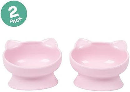 Kitty City Elevated Cat Bowls (Set of 2), Whisker-Friendly Raised Cat Food & Water Dishes, Modern Pedestal Design, Dishwasher Safe, 6.5 oz Each – Pink - Image 2