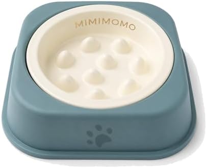 Ceramic Dog Slow Feeder Bowl for Dogs and Cats, Sage Blue by MIMIMOMO