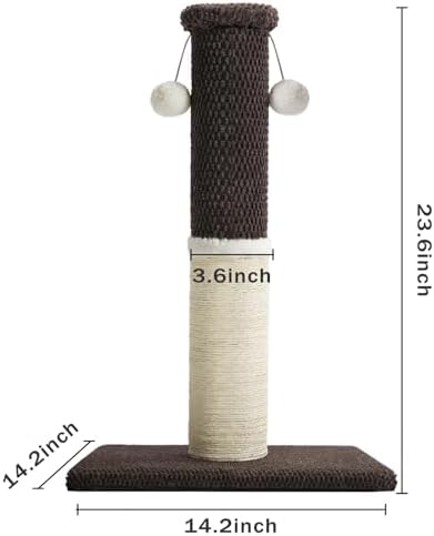 Made4Pets Cat Scratching Post with Sisal & Carpet for Indoor Cats, 23.6" - Image 6