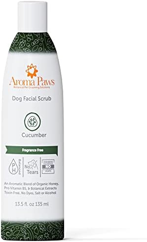 Dogs Facial Scrub - Non-Toxic Tearless Dog Face Wash to Clean Facial Stains and Dirt - Dog Face Cleaner with Organic Cucumber and Aloe Vera - Safe for Dogs and Puppies - 13.5oz by AromaPaws
