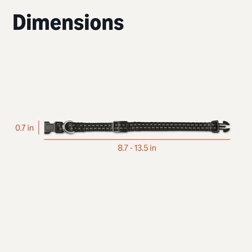 Amazon Basics Reflective Polyester Dog Collar, Adjustable Length 8.7"-13.5", 0.7" W, Quick-Release Buckle for Easy On/Off, Extra Small, Black - Image 5