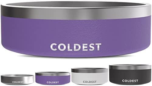 Coldest Dog Bowl - Anti Rust Metal, Non Slip, 3 Layers Insulated Stainless Steel Dog Bowls - Spill Proof & Heavy Duty - Water Bowl for Dogs, Cats & Pets, Dish Washer Safe (42 oz, Galaxy Purple) by Coldest