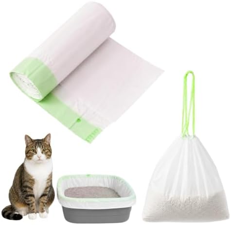 20 Pcs Extra Large Cat Litter Box Liners, 45 x 18 in Drawstring Kitty Waste Bags, Extra Thick Leakproof Tear-Resistant Heavy Duty Enhanced Load-Bearing Strength for Multi-Cat Waste Pans by Unknown
