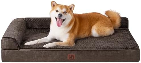 EHEYCIGA Memory Foam Dog Bed Large Size Dogs, Orthopedic Dog Bed Large with Washable Removable Cover, Waterproof Pet Sofa Couch with Nonskid Bottom, 36x27x6, Brown by EHEYCIGA