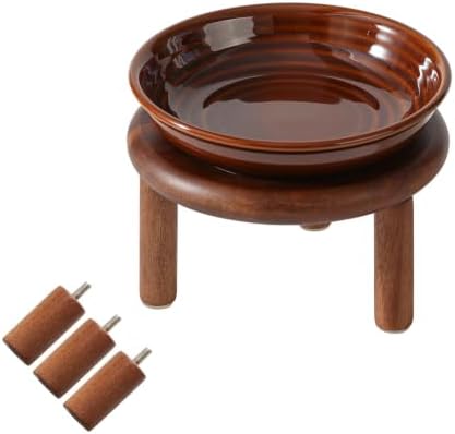 Havniva Elevated Cat Bowls, Ceramic Cat Bowl with Wood Stand, Wide Opening by Havniva