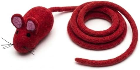 Glaciart One Felt Mouse Cat Toy – Soft Fuzzy Enrichment 100% Natural Wool - Interactive Catnip Play Cat Toy Set - Safe for Pets, Non-AZO Colored Dyes - 100” Long by GlaciartOne