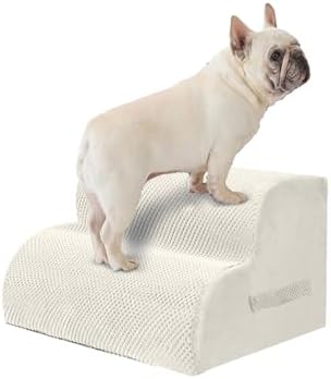 PAWSCRAT 2-Step Pet Stairs for High Beds & Sofas, 11.8''H Dog Stairs, Beige by PAWSCRAT