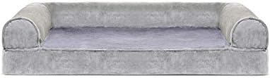 Furhaven Orthopedic Dog Bed for Medium/Small Dogs w/ Removable Bolsters & Washable Cover, For Dogs Up to 35 lbs - Faux Fur & Velvet Sofa - Smoke Gray, Medium - Image 3