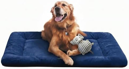 Dog Crate Pad Washable Dog Bed for Crate Large Cozy Mat 42-Inch Navy Blue by VERZEY