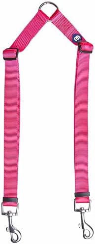 Blueberry Pet Essentials Durable Classic Double Dog Leash Coupler, French Pink, Medium/Large, Dual Walking & Training Leashes for Two Dogs by BlueberryPet