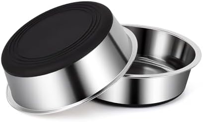 Dog Bowls Durable Non-Slip Stainless Steel Dog Bowls 2-Pack Holds 3 Cups by Unknown