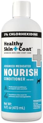 Advanced Medicated Nourish Pet Conditioner, 16 oz - for Dogs and Cats, 3% Chlorhexidine, Supports Skin and Coat Health, Soothes Dry Irritated Skin and Coat, Made in The USA by HealthySkinCoat