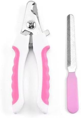 Dog Nail Clippers and Cat Nail Clipper Set with Light—Safe, Easy, and Precise Grooming Tool for Dogs, Cats, Puppies, and Small Pets (Pink)