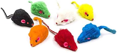 20 Rainbow Mice with Catnip and Rattle Sound Made of Real Rabbit Fur Interactive Catch Play Mouse Toy for Cat, Pack of 20 Mice - Image 2