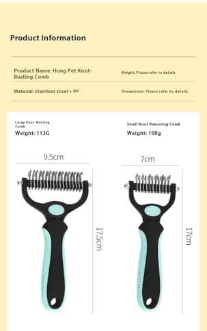 Double-Sided Pet Dematting Comb – 2-in-1 Undercoat Rake for Dogs & Cats, Stainless Steel Blade + PP Handle, Removes Tangles & Floating Hair, Lightweight 113 g, Home Grooming Tool - Image 7