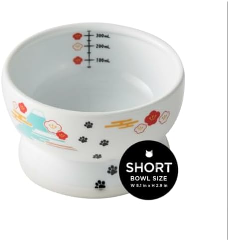 Necoichi Ceramic Elevated Cat Water Bowl, Whisker-Friendly (Fuji, Regular) - Image 3