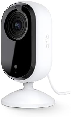 Arlo Essential Security Camera HD | Indoor Only | 2nd Gen | Pet Camera & Baby Monitor | Wired, Automated Privacy Shield, 2-Way Audio, Night Vision, Live Stream, Motion Alerts,Notifications|White 1 Cam by Unknown