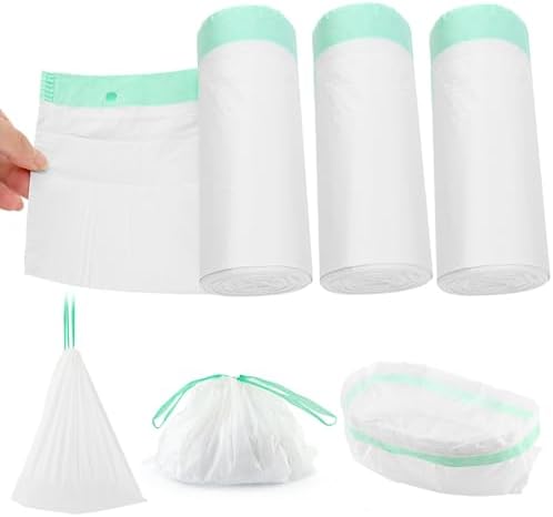 60pcs Cat Litter Durable Drawstring Replacement Part,Extra Thick Waste Drawer Liners for Robot 4 and 3(White) - Image 3