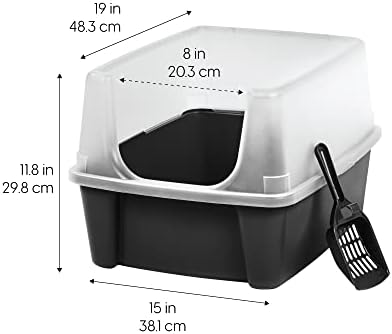 IRIS USA Large High Sided Cat Litter Box, Scatter Shield - Image 2