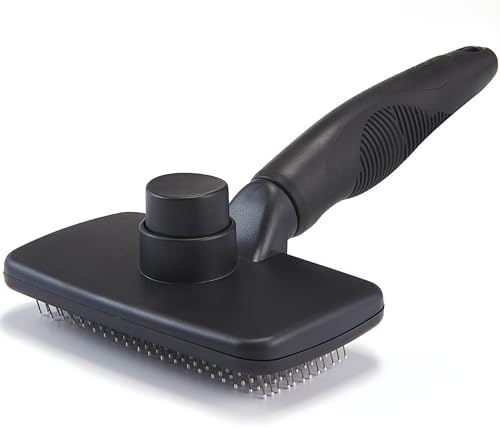 Self Cleaning Slicker Brush for Dogs& Cats, Skin Friendly Grooming Brush for Shedding Long&Short Haired Dogs& Cats, Deshedding Pet Supplies Accessories,Black by OEFEO