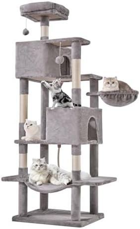 Large 66 Inch Cat Tree Tower with Sisal Scratching Post by Aidoly
