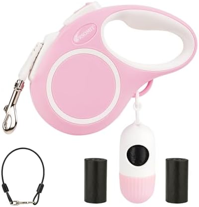 Upgraded 16 Ft Retractable Dog Leash with Chew Proof Cable - Pink by WRSOMIT