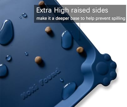 Hoki Found L Silicone Pet Food Mats with High Lips - Non Slip Cat Dog Bowl Placemats - Waterproof Cat Dog Feeding Mat - Indigo Ink - Image 2