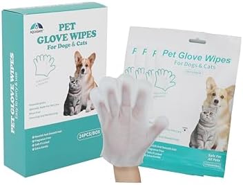 AQUASAFE Pet Glove Wipes - No-Rinse Dog Grooming Wipes & Cat Bath Gloves | Unscented Hypoallergenic Dog Wipes, [24] Ct by Unknown