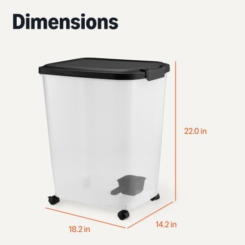 Amazon Basics Pet Food Storage Container with Rolling Wheels, BPA-Free, Detachable Scoop, 50lbs Capacity - Image 6