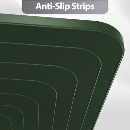 Silicone Dog Cat Food Mat Extra Thick Raised Edge, 24"x16" Dark Olive - Image 7