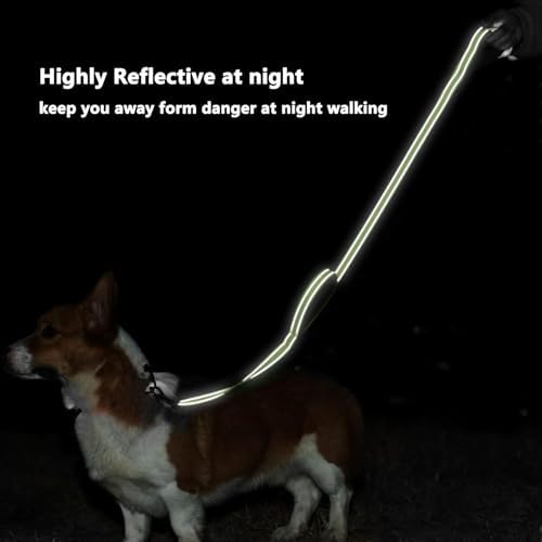 6 FT Green Nylon Reflective Dog Leash for Large Dogs with 2 Padded Handle - Image 5