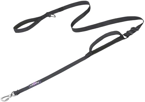 Hotsky Heavy Duty Double Handle No Bungee Dog Leash,Black,4.5-6 FT by Hotsky