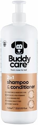 2in1 Dog Shampoo & Conditioner by Buddycare | Coconut Scented | with Aloe Vera and Pro Vitamin B5 (33.8oz) by Unknown