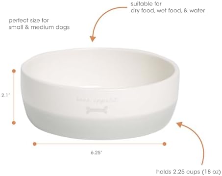 Pearhead Ceramic Bone Appétit Dog Bowl - Gray & White - Image 4