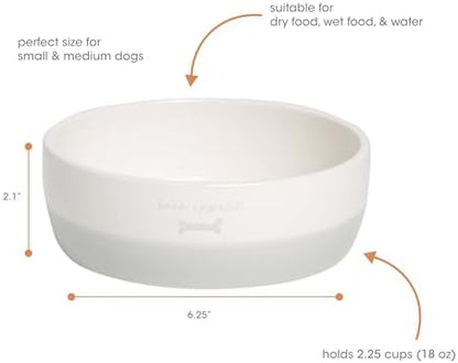 Pearhead Ceramic Bone Appétit Dog Bowl - Gray & White - Image 4
