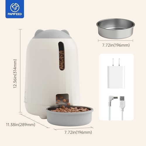 PAPIFEED Automatic Cat Feeder with App, WiFi Auto Cat Feeder, 3L Slow-Feed Cat Food Dispenser for Dry Food, Dual Power Supply Timed Pet Feeder for Cat, 10 Meals/Day, 6 Portions/Meal, Grey - Image 3