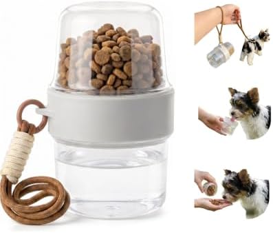 Portable Pet Travel Water Bottle and Food Container - 2-in-1 Detachable Dog Travel Cup for Walking, Hiking and Traveling - Leak-Proof, BPA Free & Food Grade Safety Material (Gray, Small Size) by Unknown