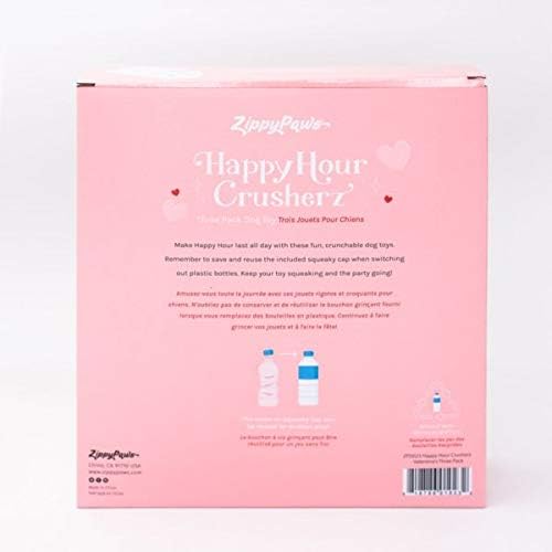 ZippyPaws Happy Hour Crusherz, Crunchy Dog Toy with Water Bottle, No Stuffing, Valentine's, 3 Pack - Image 3