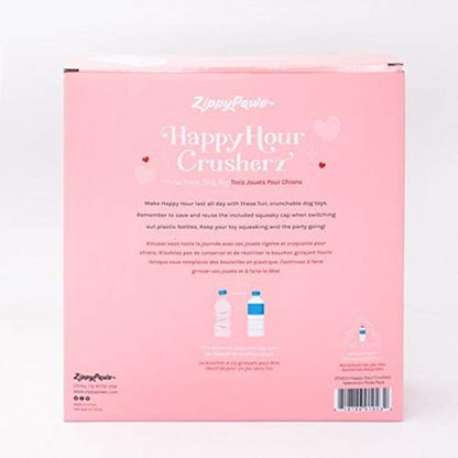 ZippyPaws Happy Hour Crusherz, Crunchy Dog Toy with Water Bottle, No Stuffing, Valentine's, 3 Pack - Image 3