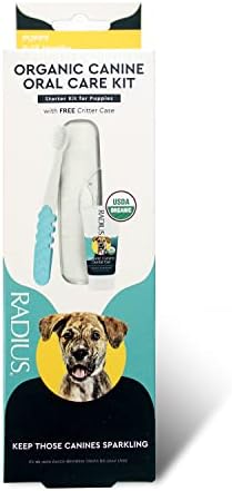 RADIUS USDA Organic Dental Solutions Puppy Kit 1 Unit, 1 Dog Toothbrush & 1 0.8oz Toothpaste, Ultra Soft Bristle & Non Toxic Toothpaste for Dogs, Designed to Clean Teeth, Xylitol Free by RADIUSCorporation