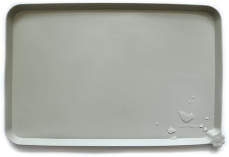 Hoki Found Silicone Pet Food Tray - Non Slip Pet Dog Cat Bowl Placemat - Feeding Mat - Waterproof Dog Cat Food Mats - For Carpet - Cream Green by Hoki+Found