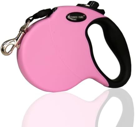 Small 13 FT Retractable Dog Leash – Hands-Free Adjustable Leash for Dogs Up to 22lbs, Tangle-Free Nylon with Ergonomic Grip for Walking, Training & Outdoor Safety Pink S by Unknown