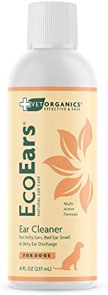 EcoEars Dog Ear Cleaner – Natural Multi-Action Formula for Ear Infection, Bad Discharge & Odor – Removes Foreign Matter & Cleans Difficult Ears - 8fl oz. by VetOrganics